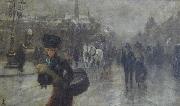 Alfred Stevens Elegants sur les Boulevards oil on canvas